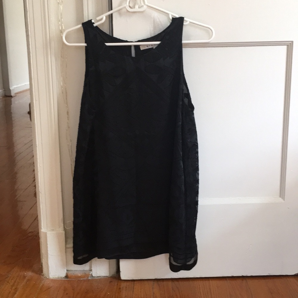 Max Studio Velvet Sleeveless Top (Black)